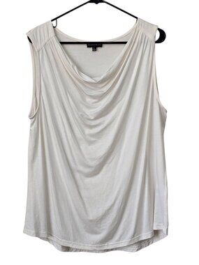 Modern Works Cream/Off White Sleeveless Drape Neckline Soft Blouse Shirt Large